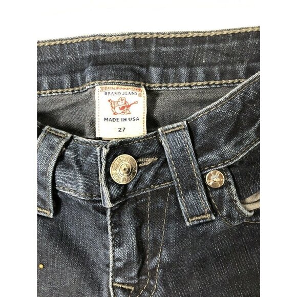 True Religion Stella Womens 27x34 Blue Denim Jeans Skinny Studded Embellished - Picture 4 of 10